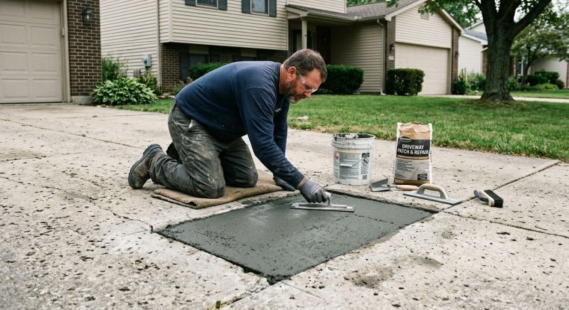 Concrete Driveway Crack Repair in West Des Moines, IA